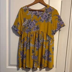 Bohoblu Floral Yellow and Purple Women's Top